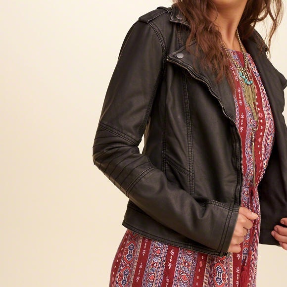 Hollister Washed Faux Leather Biker Jacket - Picture 6 of 8